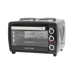 36d54ef03df28d4882b2220ed2dc3189.jpg Мини-печь Galaxy LINE GL 2606, черный, 26 л, 3100 Вт (духовка 1500 Вт, конф. по 800 Вт), 3 режима работы духовки, регул-ка темп. духовки от 100 до 250°С, 4 нагревательных элемента духовки