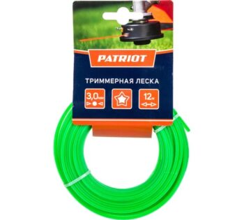 Леска PATRIOT D 3,0 мм L 12 м (звезда, зеленая) 300-12-3, картонный подвес