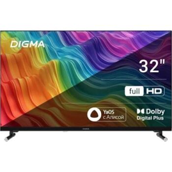 Телевизор LED Digma 32" DM-LED32SBB33 Smart Яндекс.ТВ Frameless Metal черный/FULL HD/60Hz/DVB-T/DVB-