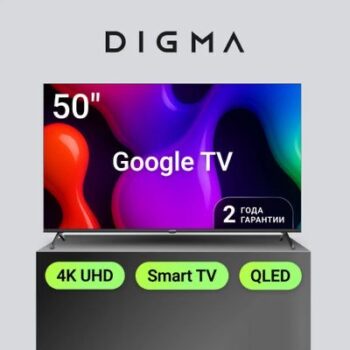 Телевизор QLED Digma 65" DM-LED65UQB31 Smart Google TV Frameless Metal черный/черный/4K Ultra HD/60H