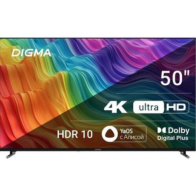 dcc01cd43ce810e034410959c03e79e2.jpg Телевизор LED Digma 50" DM-LED50UBB33 Smart Яндекс.ТВ Frameless Metal черный/4K Ultra HD/60Hz/DVB-T/