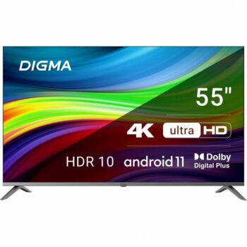 Телевизор LED Digma 55" DM-LED55UBB33 Smart Яндекс.ТВ Frameless Metal черный/4K Ultra HD/60Hz/DVB-T/