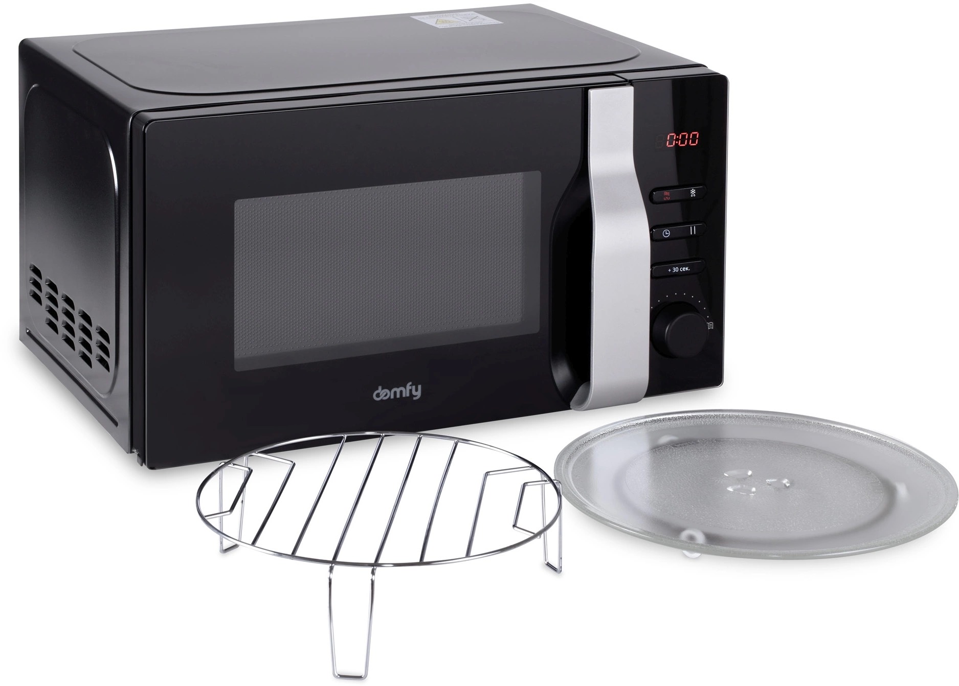 0bc857e6facb09cee2ee0f16eaf0768a.jpg Микроволновая Печь Domfy DSB-MW105 20л. 700Вт черный/серебристый