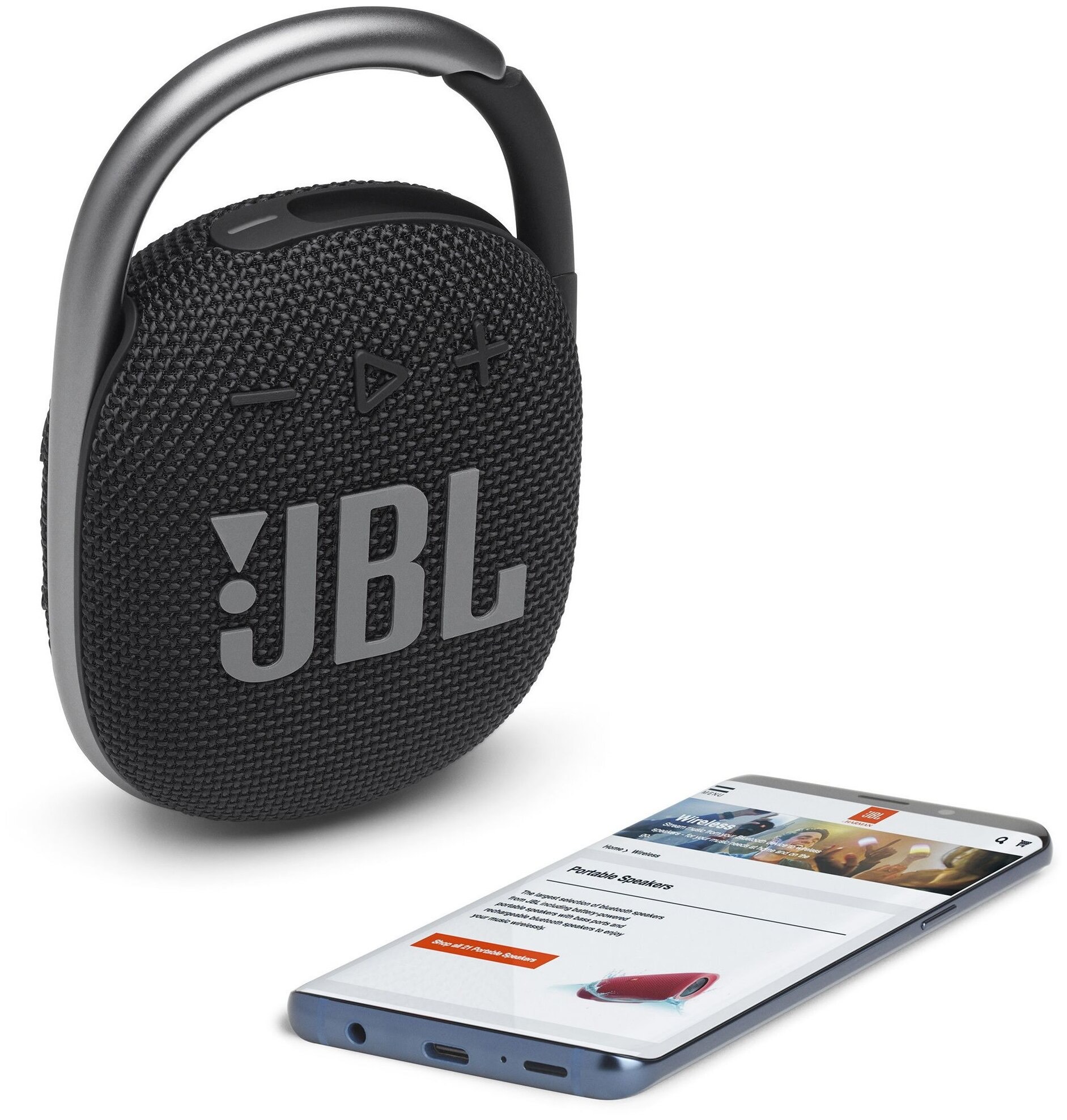 39371a9d4e6acf7835625250ede8eeb1.jpg Колонка порт. JBL Clip 4 черный 5W 1.0 BT 15м 500mAh (JBLCLIP4BLK)