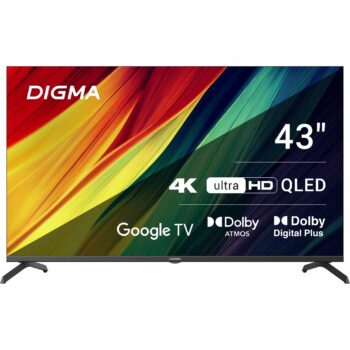 Телевизор QLED Digma 43" DM-LED43UQB31 Smart Google TV Frameless Metal черный/черный/4K Ultra HD/60H