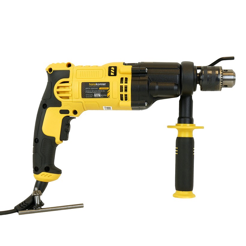 0d0b94e3720b244d4b845a5d2316376b.jpg HID21100DS Дрель удар. Hanskonner, 1000Вт, 0-1100/3000 об, патрон 13мм, ДВЕ СКОРОСТИ, кабель 4