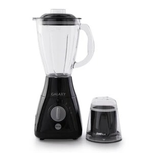 258515833e6c29b22744bb12a2fc55b5.jpg Блендер Galaxy GL 2155, черный, стационарный, 550 Вт, четырехлопастной нож, 4 скорости, импульсный режим, защита от непроизвольного пуска, стеклянная чаша 1,5 л, насадка-кофемолка, прорезиненные ножки, книга рецептов