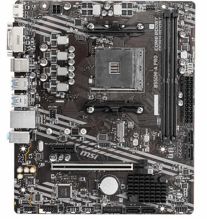 31a7fd91fa5d74c7fb69f945b633f63f.jpg Материнская плата MSI B550M-A PRO Soc-AM4 AMD B550 2xDDR4 mATX AC`97 8ch(7.1) GbLAN RAID+DVI+HDMI
