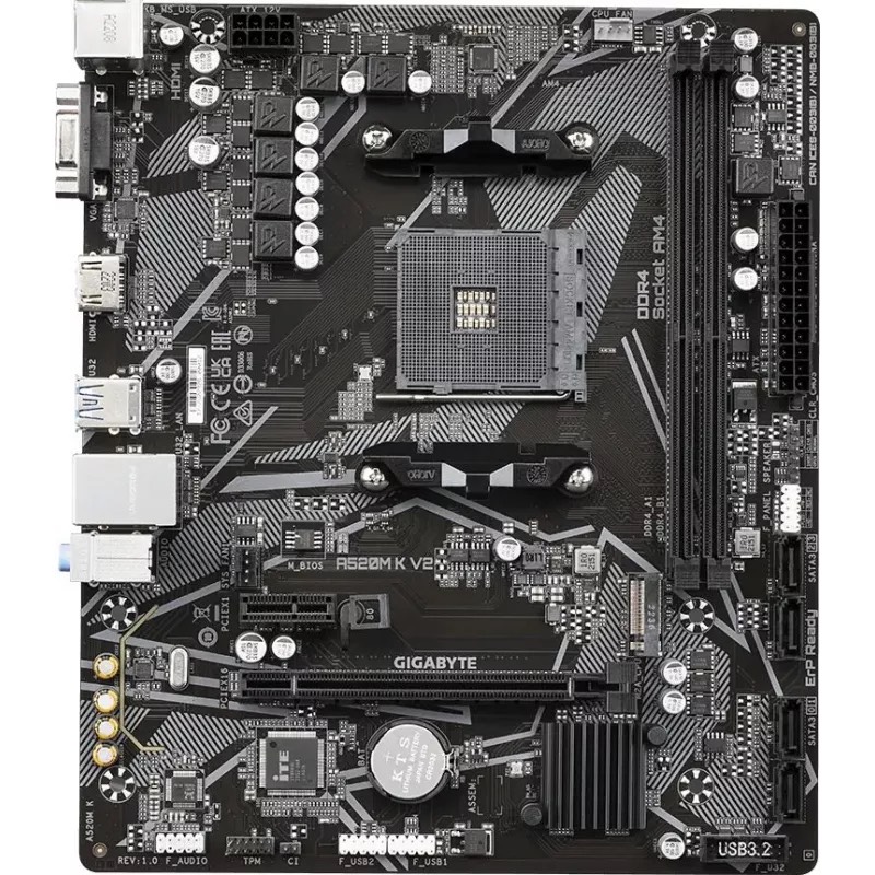 44887377c55930481dcae8aed1ad7828.jpg Материнская плата Gigabyte A520M K V2 Soc-AM4 AMD A520 2xDDR4 mATX AC`97 8ch(7.1) GbLAN RAID+VGA+HDM