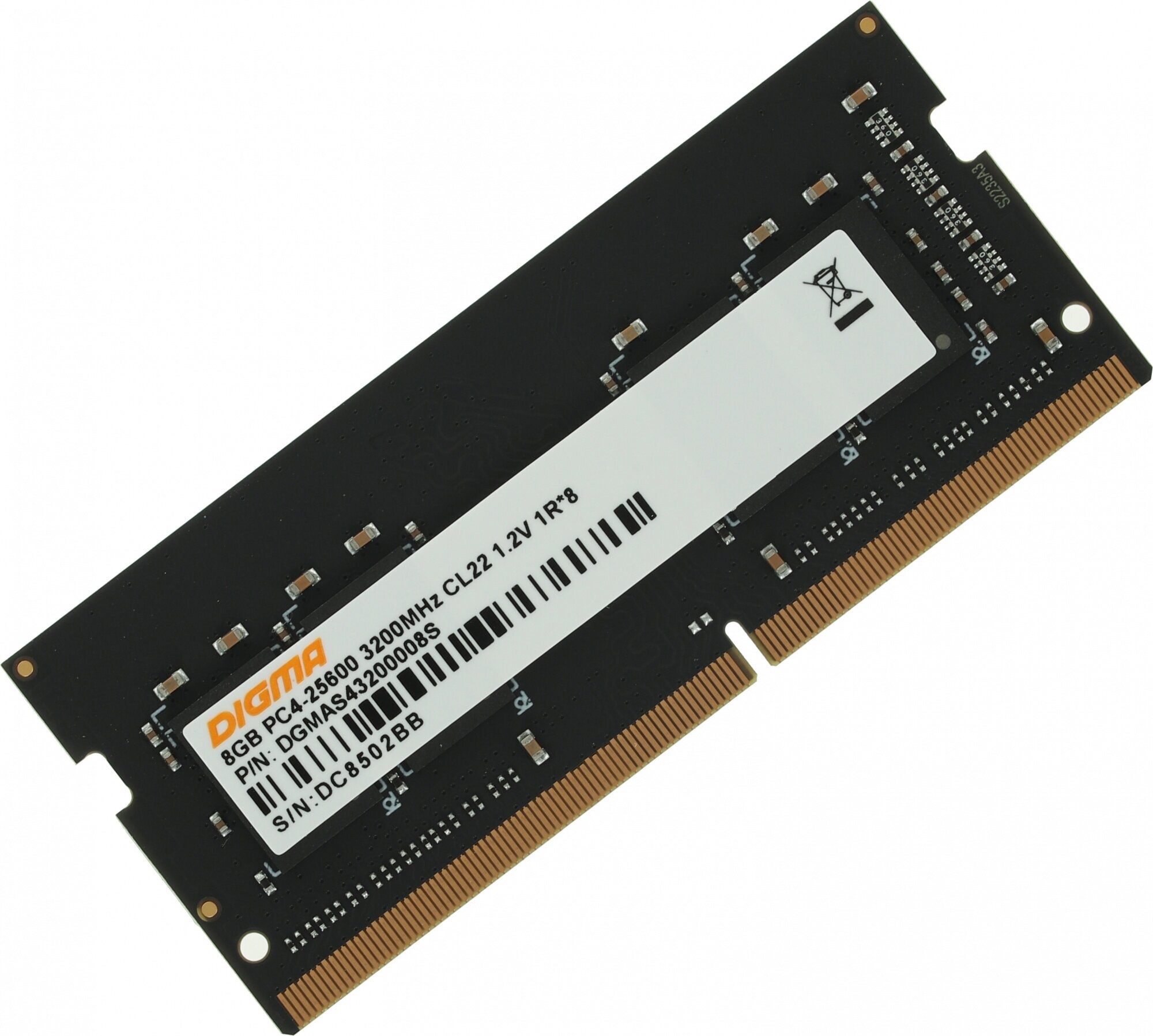551053d7f29f897d286043b94cf64b7a.jpg Память DDR4 8GB 3200MHz Digma DGMAS43200008S RTL PC4-25600 CL22 SO-DIMM 260-pin 1.2В single rank RTL