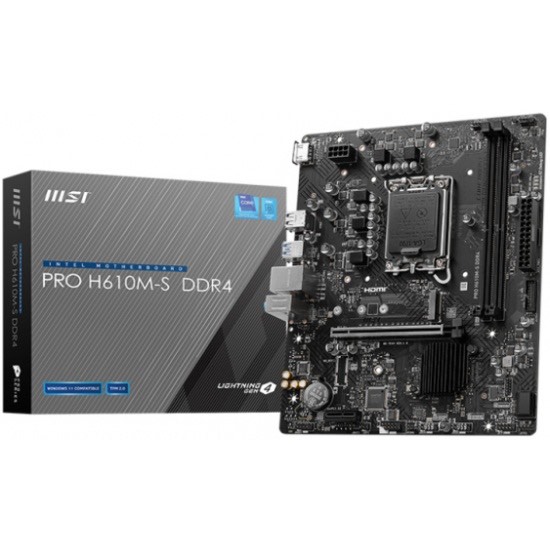 5d8b3e88e7d3935f42e436cb9f9d596f.jpg Материнская плата MSI PRO H610M-S DDR4 Soc-1700 Intel H610 2xDDR4 mATX AC`97 8ch(7.1) GbLAN+HDMI