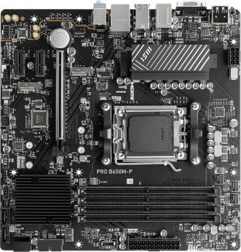 62b41e4596bd8d02bbf0a89f1ebadc6e.jpg Материнская плата MSI PRO B650M-P Socket AM5 AMD B650 4xDDR5 mATX AC`97 8ch(7.1) 2.5Gg RAID+VGA+HDMI