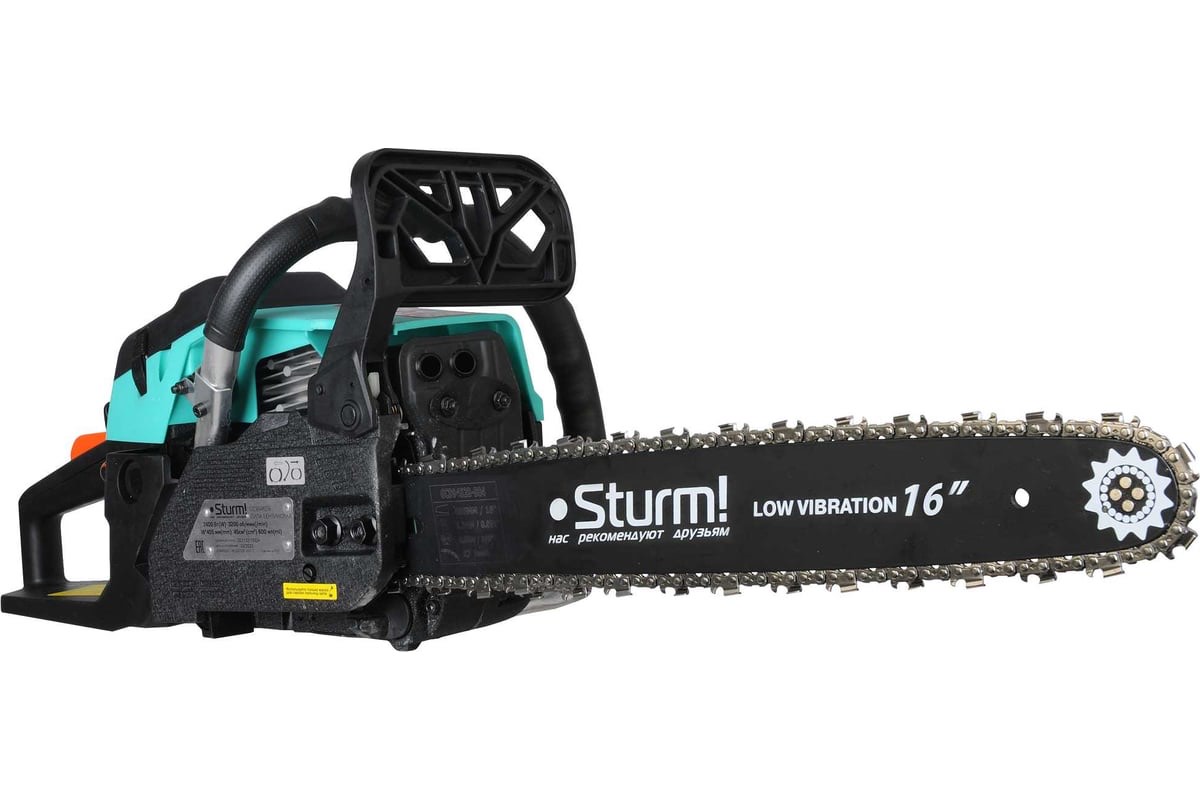 71fb52e214d06c1b2f50138f4aac53a4.jpg GC99452B Бензопила Sturm! 2,4 кВт, шина 16", 57 звеньев, шаг цепи 3/8"