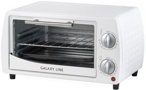 919c8416e7ab78a2364bf1001e1e689f.jpg Мини-печь Galaxy LINE GL 2626, белый, 10 л, 1000 Вт, таймер на 60 минут, индикатор работы, автоотключение, защита от перегрева, решетка, противень, регулировка времени и температуры приготовления от 90 до 230°С, механическое управление, защита от пер