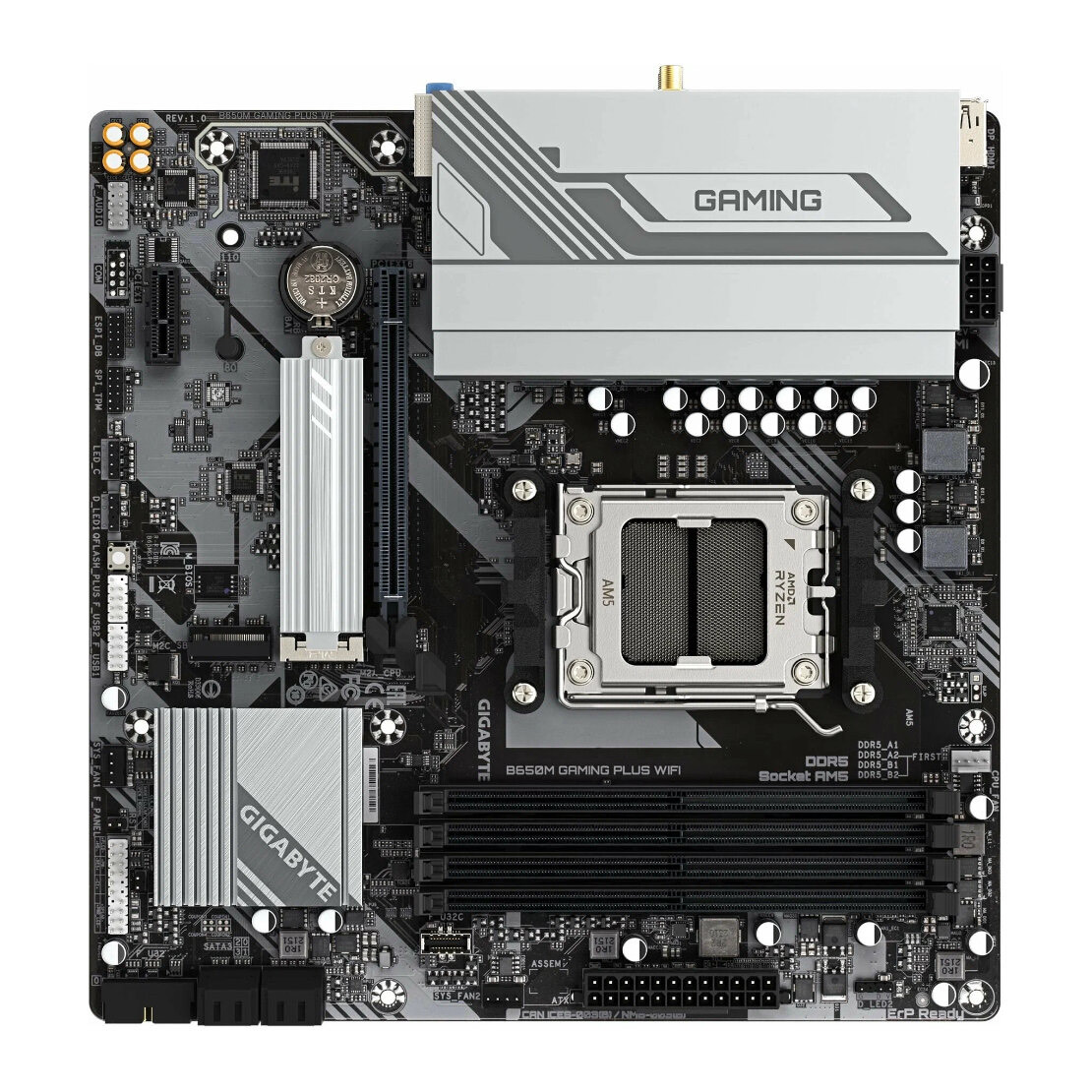 9dbc7bcd6684429c1d8095afd49145a8.jpg Материнская плата MSI B650M GAMING PLUS WIFI Socket AM5 AMD B650 4xDDR5 mATX AC`97 8ch(7.1) 2.5Gg RA