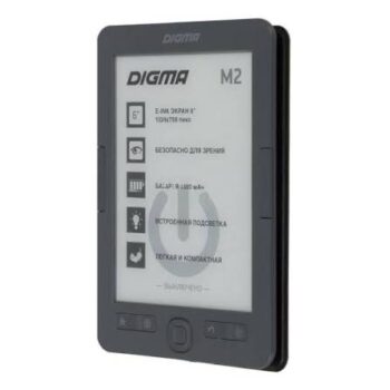 Электронная книга Digma M2 6" E-ink HD Pearl 758x1024 600MHz 128Mb/4Gb/SD/microSDHC/frontlight темно