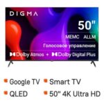 Телевизор QLED Digma 50" DM-LED50UQB31 Smart Google TV Frameless Metal черный/черный/4K Ultra HD/60H