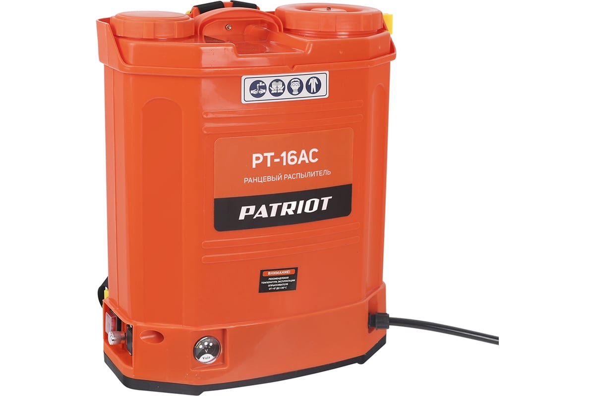 d6aec2d260b8e0dedc1c5ded99e30e51.jpg Распылитель ранцевый аккумуляторный PATRIOT PT-16AC, свинцово-кислотный; 8 Ач, 16 л.