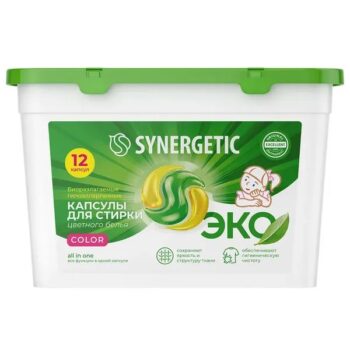 Synergetic Биоразлагаемые капсулы для стирки Колор 12*15