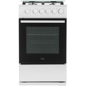 Плита Газовая Midea MFO-M4G20T0E(WH) белый/черный (стеклянная крышка) реш.чугун