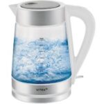 Чайник Vitek VT-WK1030 1.7л. 2200Вт белый/серебристый корп.:стекло