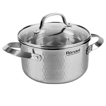 Кастрюля Rondell RainDrops RDS-1294 3.2л. d=20см (с крышкой) стальной