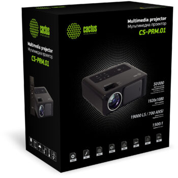 Проектор Cactus CS-PRM.01B.Full HD LCD 19000Lm LS 700Lm ANSI 2500:1 (50000час) 2xUSB typeA 2xHDMI 1.