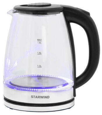 Чайник Starwind SKG2050 1.8л. 1800Вт черный/серебристый корп.:стекло/пластик