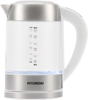 1b5b00201bb87db124590cbcec0b131d.jpg Чайник Hyundai HYK-G3506 1.7л. 2200Вт белый/серебристый корп.:стекло