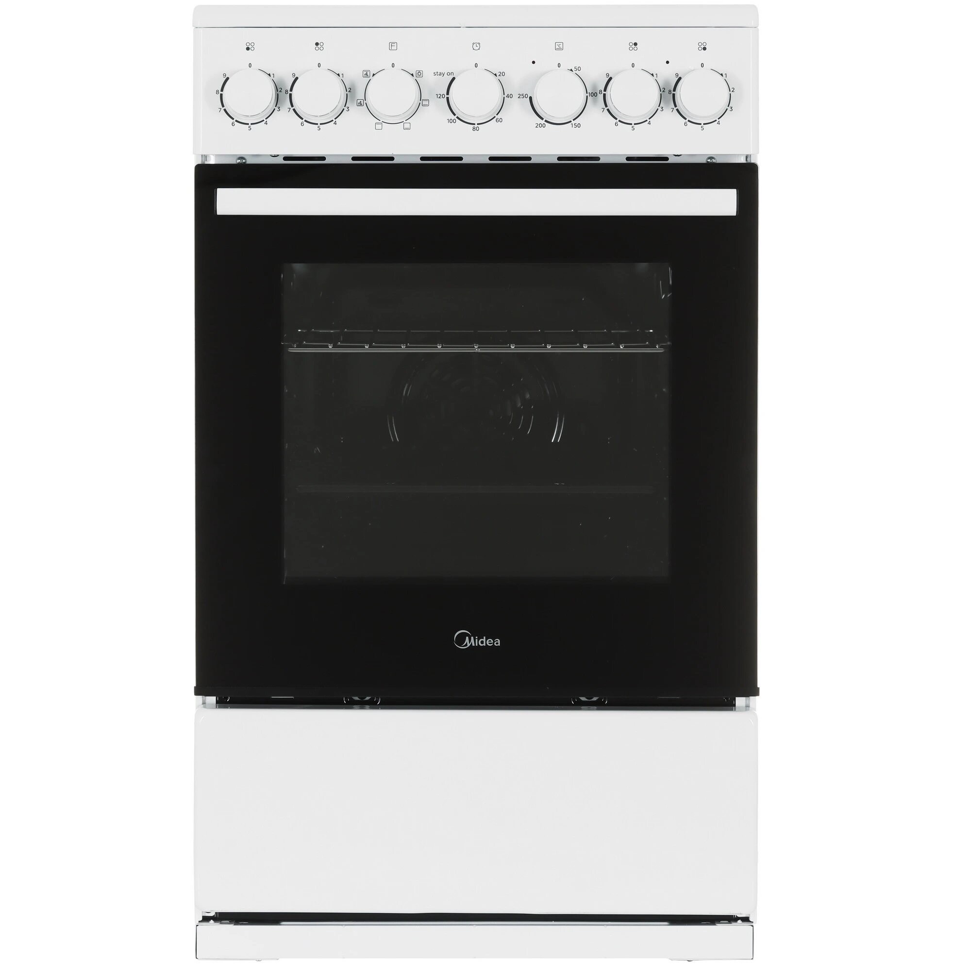 37e6dbbafeba150c4bfa753f6c685fe1.jpg Плита Электрическая Midea MFO-M4E20T6E(WH) белый/черный стеклокерамика (без крышки)