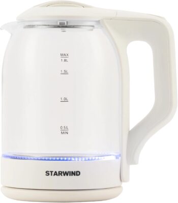 Чайник Starwind SKG1056 1.8л. 2000Вт белый/прозрачный корп.:стекло