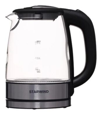 Чайник Starwind SKG3026 1.7л. 2200Вт черный/серебристый корп.:стекло