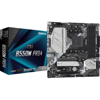 Материнская плата Asrock B550M PRO4 Soc-AM4 AMD B550 4xDDR4 mATX AC`97 8ch(7.1) GbLAN RAID+VGA+HDMI+
