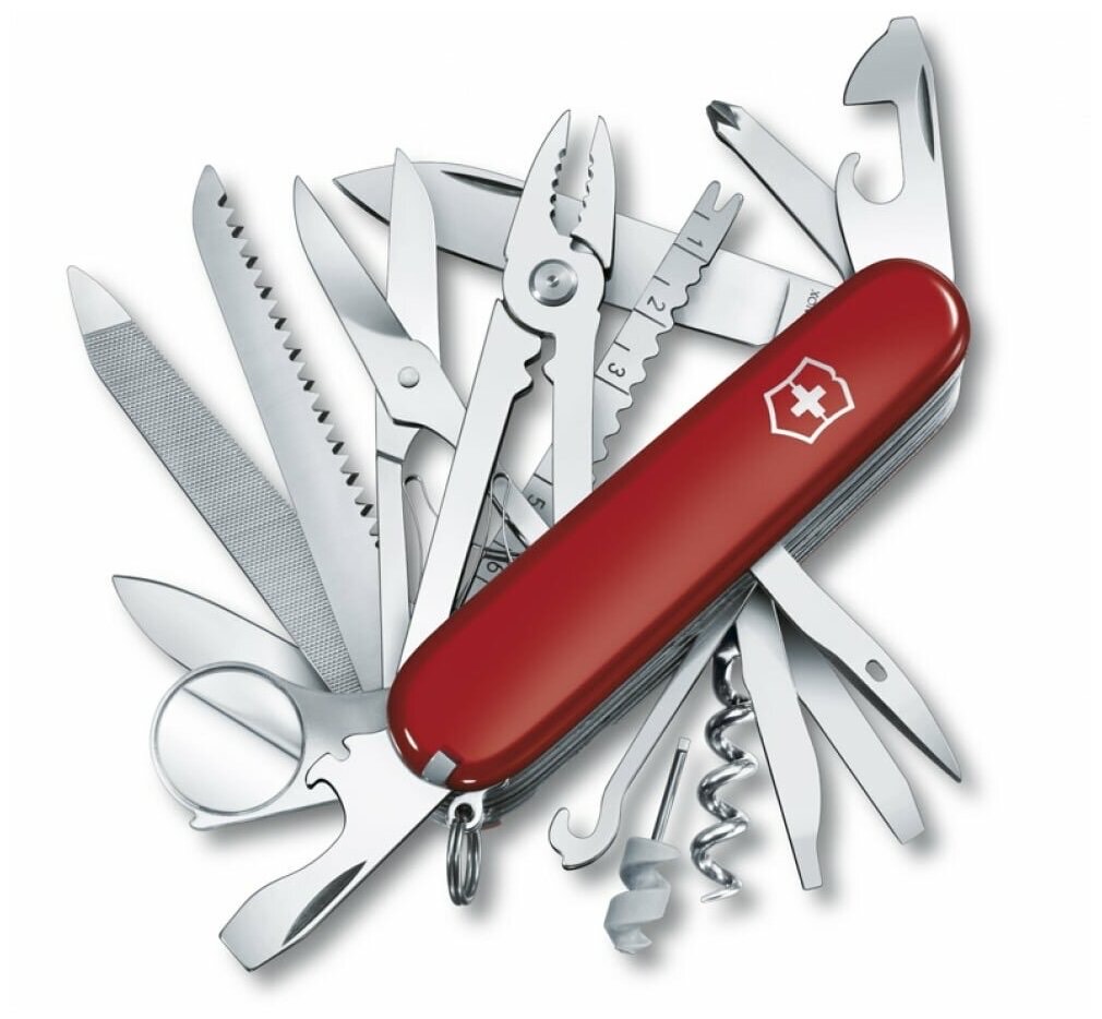 6e5da590e8c5ffcb45cf5b1b0a7c9f20.jpg Нож перочинный Victorinox SwissChamp (1.6795) 91мм 33функц. красный карт.коробка
