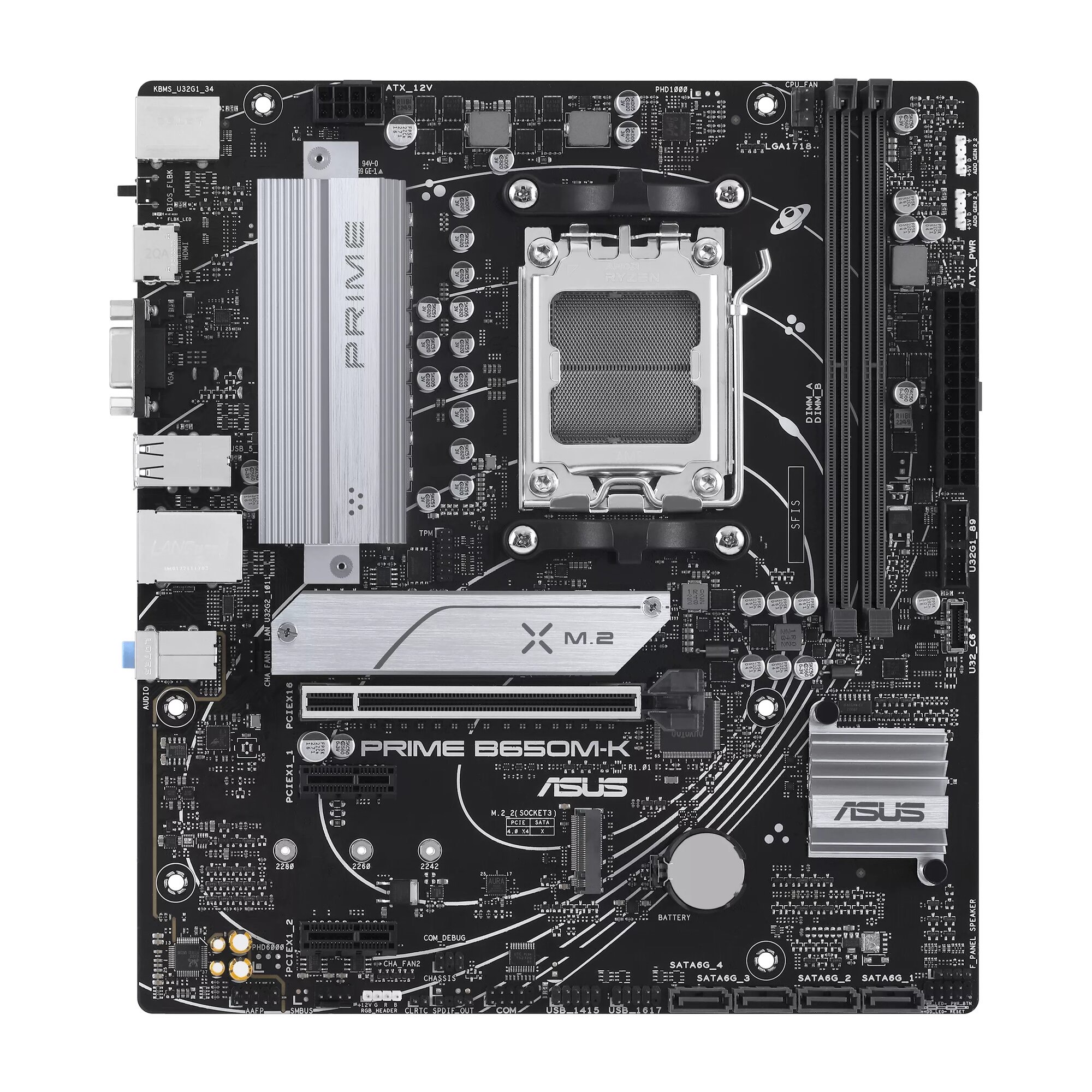 78c5a1d6298493c74b583cd2ded9eb72.jpg Материнская плата Asus PRIME B650M-K Socket AM5 AMD B650 2xDDR5 mATX AC`97 8ch(7.1) 2.5Gg RAID+VGA+H