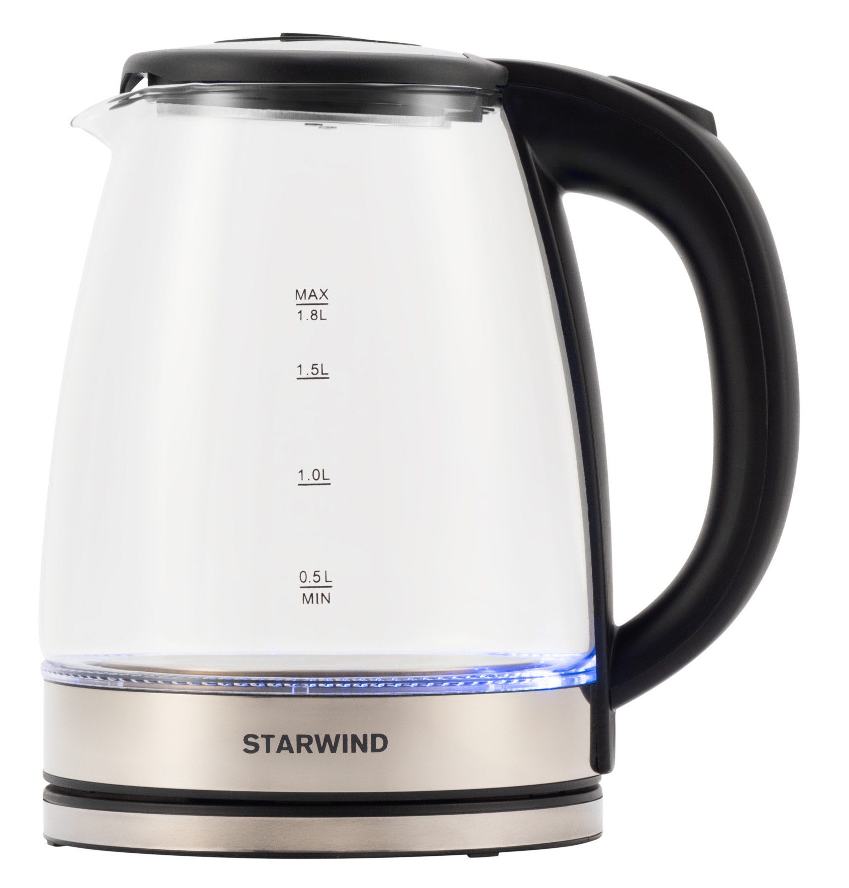 860bb8aab50026ee368520dbf7c6b65f.jpg Чайник Starwind SKG4777 1.8л. 2000Вт черный/прозрачный корп.:стекло