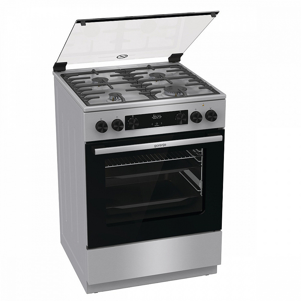 86c32d7dbc5a71c4e00ebe07d1395d65.jpg Плита Комбинированная Gorenje GKS6C72XF нержавеющая сталь (стеклянная крышка) реш.чугун