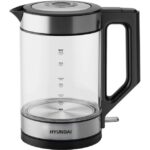 Чайник Hyundai HYK-G3509 1.7л. 2200Вт черный/прозрачный корп.:стекло/пластик