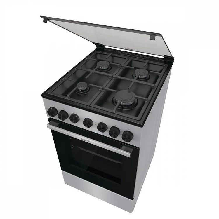 987103ba6ec63f5454a239eeb9d87d0f.jpg Плита Комбинированная Gorenje GK5B44SF серебристый (стеклянная крышка) реш.чугун