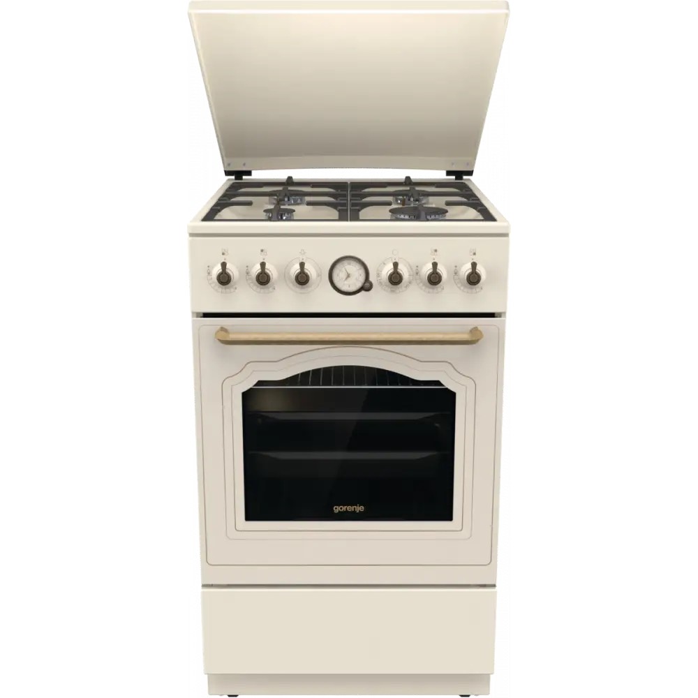 a50be56a57f5fca1b8a0c7c748960d8e.jpg Плита Газовая Gorenje GG5A21BEF бежевый (стеклянная крышка) реш.чугун