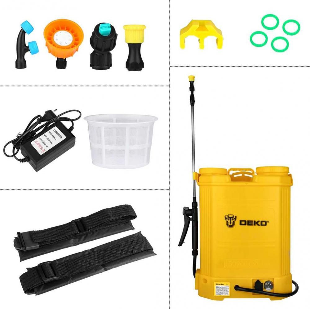 be161393864bc02e3974afbd9e247817.jpg Опрыскиватель Deko DKSP10 аккум. наплеч. 16л желтый (065-0942)