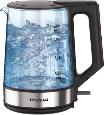 Чайник Hyundai HYK-G8808 1.7л. 2200Вт черный/серебристый корп.:стекло