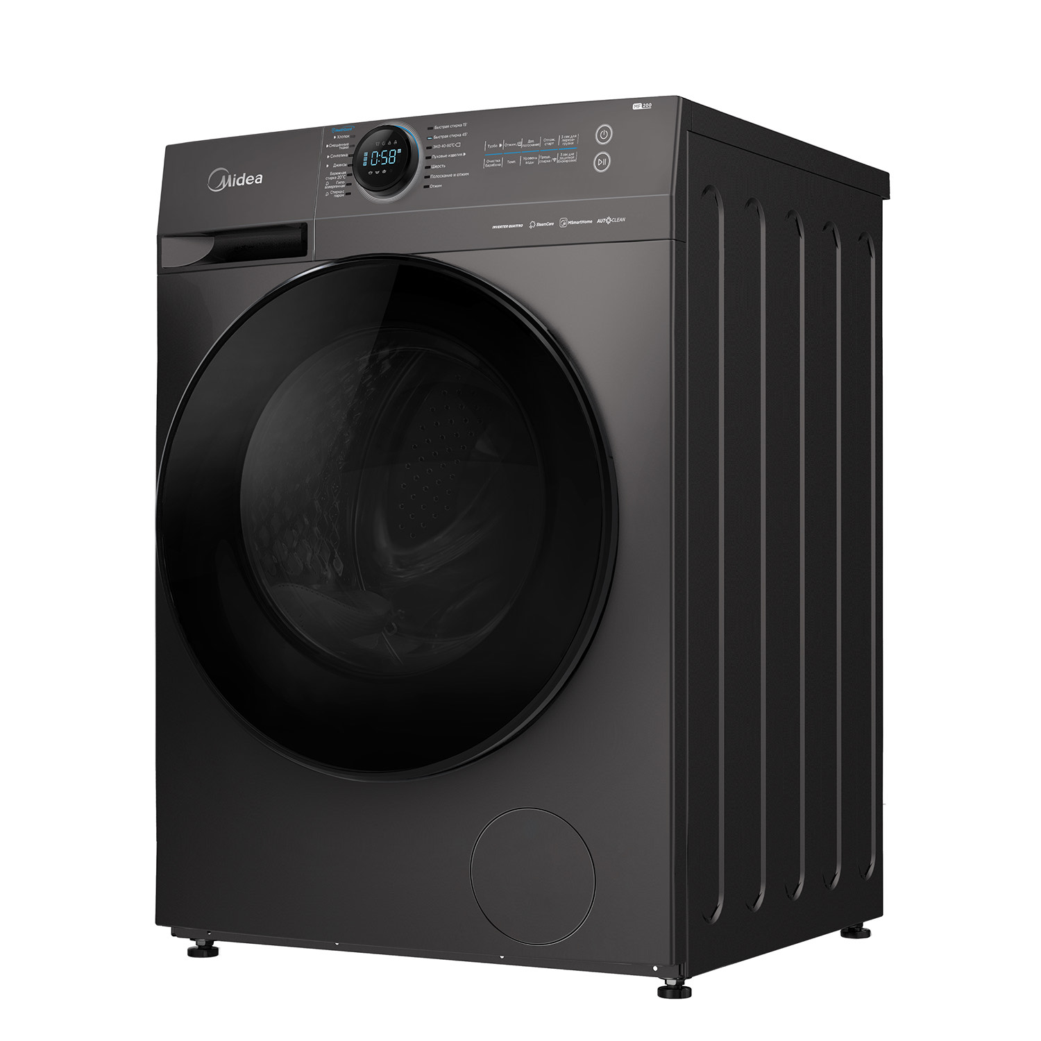 d104fcd96325d38e1d5e8a656584d34f.jpg Стиральная машина Midea MF200W90WBS/S-RU кл.:A фронт. макс.:9кг темно-серебристый инвертор