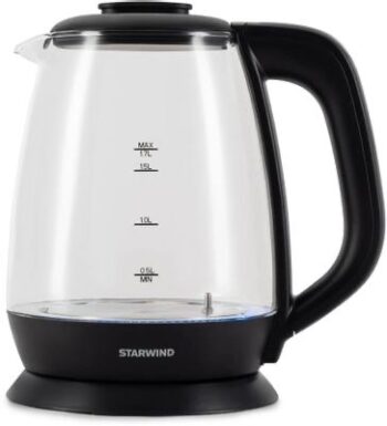Чайник Starwind SKS3036 1.7л. 2200Вт черный корп.:стекло
