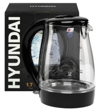 Чайник Hyundai HYK-G2011 1.7л. 2200Вт черный корп.:стекло/пластик