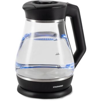 Чайник Starwind SKS2035 1.7л. 2200Вт черный корп.:стекло/пластик
