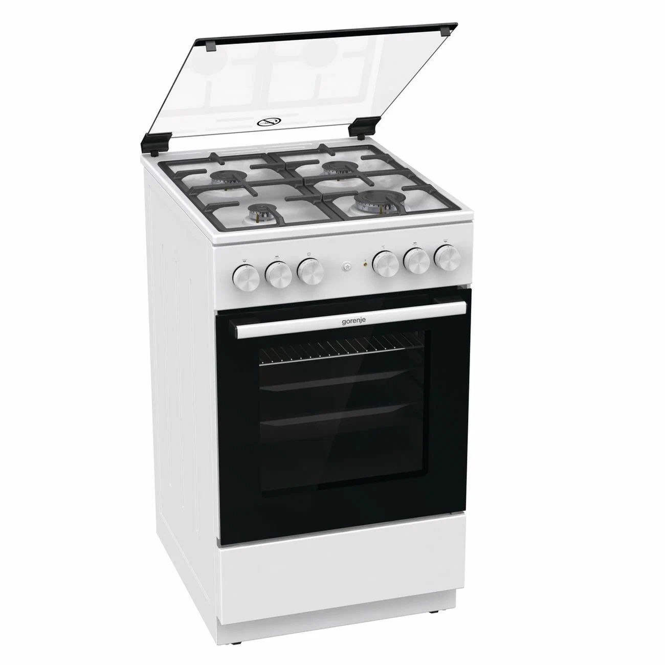 fad7ffe1287b8401d85d573e87c4d0a3.jpg Плита Комбинированная Gorenje GK5A41WF белый (стеклянная крышка) реш.чугун