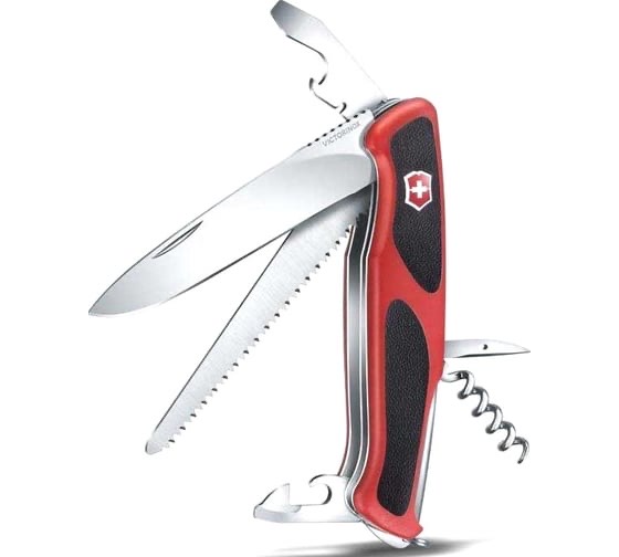 fd36c8ff36fd03a3608188057bd5cb88.jpg Нож перочинный Victorinox RangerGrip 55 (0.9563.C) 130мм 12функц. красный/черный карт.коробка